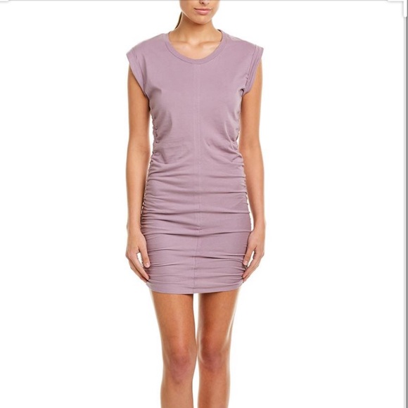 NWT SPLENDID CASUAL LAVENDER RUCHED BODY CON DRESS